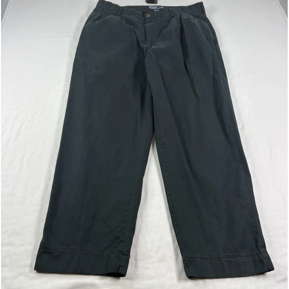 Polo Ralph Lauren Hammond Pants Mens 38x30 (Fits 37x29) Black Pleated Vintage
